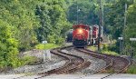 CN 8888 leads its train through the serpentine rails.